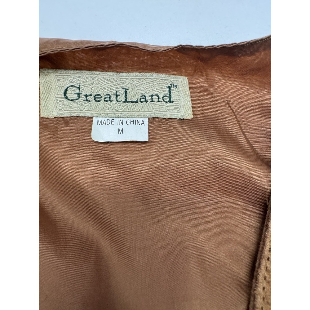 Vintage Greatland Vest Medium Brown Suede Leather Four Button Western Cowboy - Picture 6 of 8